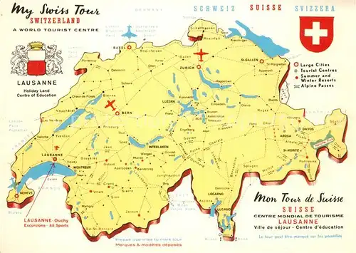 AK / Ansichtskarte Schweiz_Region Landkarte Swiss Tour Lausanne La Rade d Ouchy 