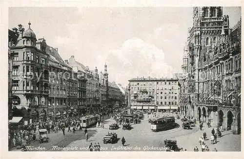 AK / Ansichtskarte Strassenbahn M?nchen Marienplatz Rathaus  