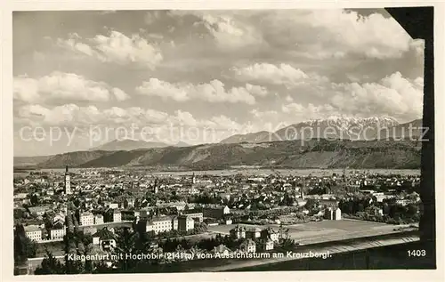 AK / Ansichtskarte Klagenfurt_Woerthersee Panorama Blick vom Aussichtsturm am Kreuzbergl mit Hochobir Karawanken Klagenfurt_Woerthersee