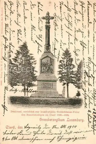 AK / Ansichtskarte Luxembourg_Luxemburg Denkmal des Bauernkrieges zu Clerf Luxembourg Luxemburg