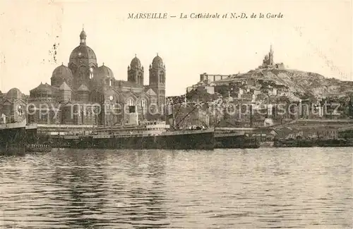 AK / Ansichtskarte Marseille_Bouches du Rhone La Cathedrale et Notre Dame de la Garde Marseille