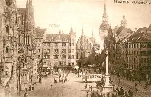 AK / Ansichtskarte Strassenbahn M?nchen Marienplatz 