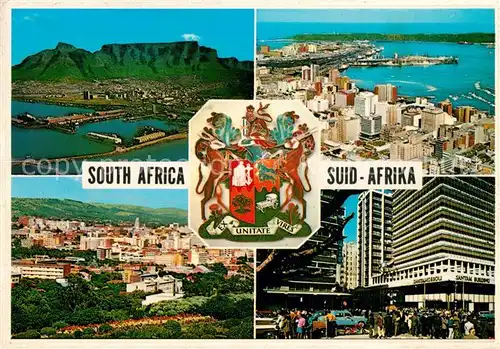 AK / Ansichtskarte Cape_Town_Kaapstad_Kapstadt Durban Pretoria und Johannesburg Wappen Cape_Town