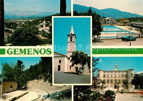 AK / Ansichtskarte Gemenos Panorama Piscine Theatre Garlaban la Mairie Paroisse Saint Martin Gemenos