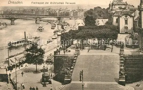 AK / Ansichtskarte Dresden Freitreppe der Bruehlschen Terrasse Dresden