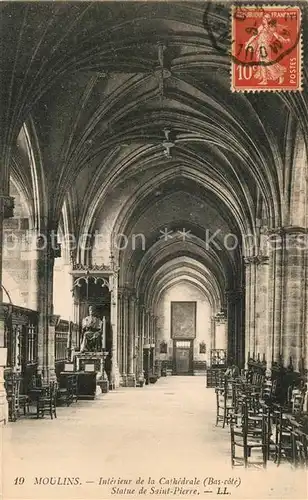 AK / Ansichtskarte Moulins_Allier Interieur de la Cathedrale Statue de Saint Pierre Moulins Allier