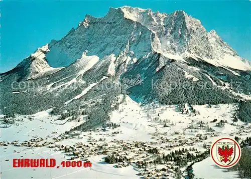 Ehrwald_Tirol Winterpanorama mit Zugspitze Wettersteingebirge Fliegeraufnahme Ehrwald Tirol