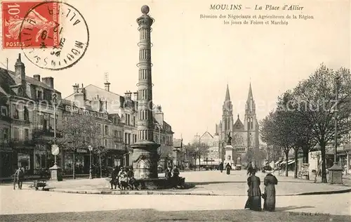 AK / Ansichtskarte Moulins_Allier Place d Allier Monument Eglise Moulins Allier