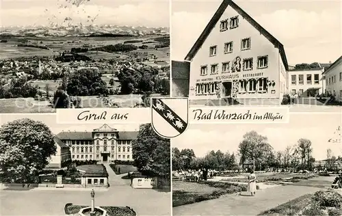 AK / Ansichtskarte Bad_Wurzach Landschaftspanorama Alpenkette Kurhaus Schloss Park Bad_Wurzach