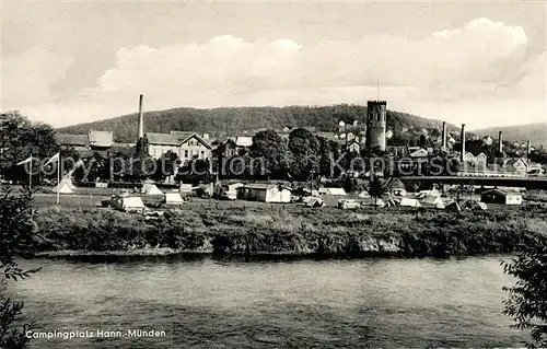 AK / Ansichtskarte Hann._Muenden Campingplatz am Fluss Hann. Muenden