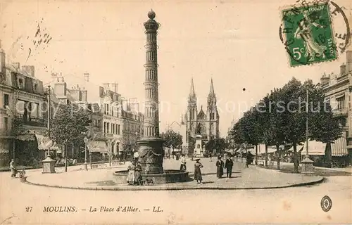 AK / Ansichtskarte Moulins_Allier Place d Allier Monument Eglise Moulins Allier