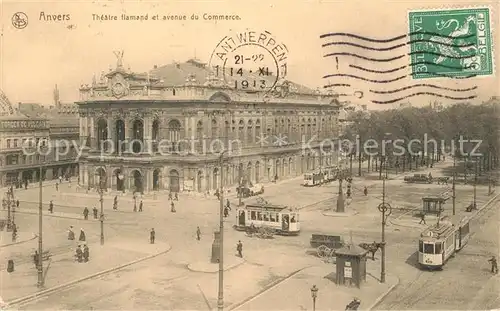 AK / Ansichtskarte Strassenbahn Anvers Theatre Flamand Avenue du Commerce  