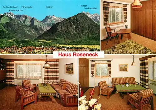 AK / Ansichtskarte Oberstdorf Panorama Haus Roseneck Gastraeume Oberstdorf