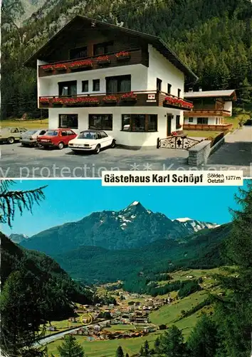 AK / Ansichtskarte Soelden_oetztal Gaestehaus Schoepf Panorama oetztaler Alpen Soelden oetztal