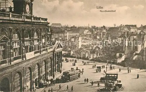 AK / Ansichtskarte Lille_Nord La Gare du Nord Bahnhof Kriegserinnerungskarte Serie 124 No. 1 Lille_Nord