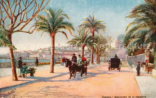 AK / Ansichtskarte Cannes_Alpes Maritimes Boulevard de la Croisette Oilette Serie 766 No. 35 Kuenstlerkarte Cannes Alpes Maritimes