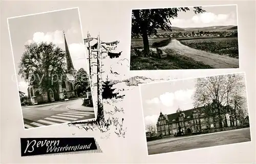 AK / Ansichtskarte Bevern_Holzminden Kirche Schloss Landschaftspanorama Bevern Holzminden