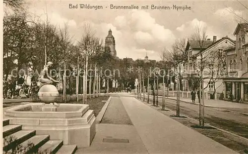 AK / Ansichtskarte Bad_Wildungen Brunnenallee mit Brunnennymphe Bad_Wildungen