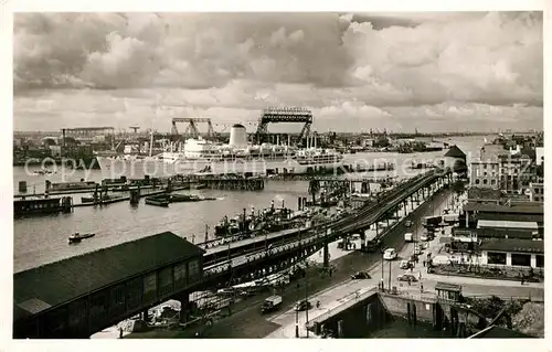 AK / Ansichtskarte Hamburg Vorsetzen und ueberseebruecke Hafen Hamburg