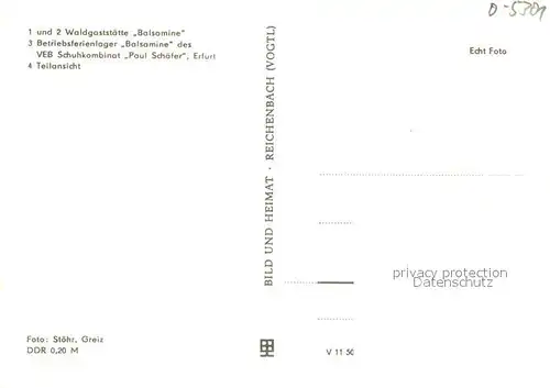 AK / Ansichtskarte Buchfart Waldgaststaette Balsamine Betriebsferienlager VEB Schuhkombinat Paul Schaefer Panorama Buchfart