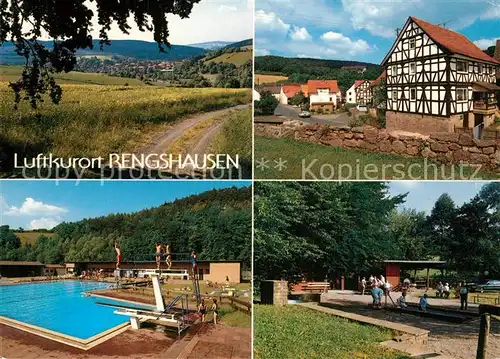 AK / Ansichtskarte Rengshausen_Knuellwald Panorama Luftkurort im Beisetal Fachwerkhaus Wassertreten Freibad Rengshausen Knuellwald