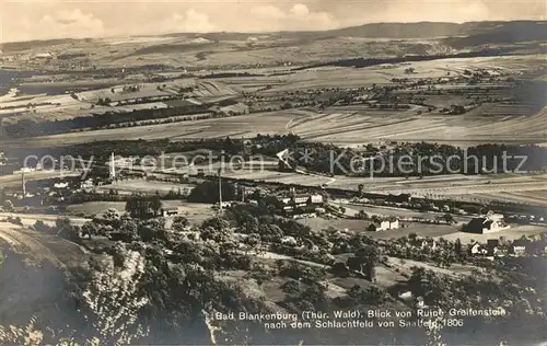 AK / Ansichtskarte Bad_Blankenburg Blick von der Ruine Greifenstein zum Schlachtfeld von Saalfeld Bad_Blankenburg