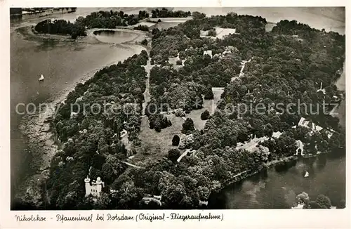 AK / Ansichtskarte Nikolskoe_Berlin Pfaueninsel Original Fliegeraufnahme Nikolskoe Berlin