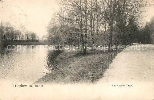 AK / Ansichtskarte Treptow_Berlin Partie am Karpfenteich Treptow Berlin