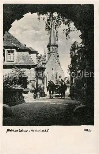 AK / Ansichtskarte Weikersheim Torbogen Pferdefuhrwerk Kirche Weikersheim