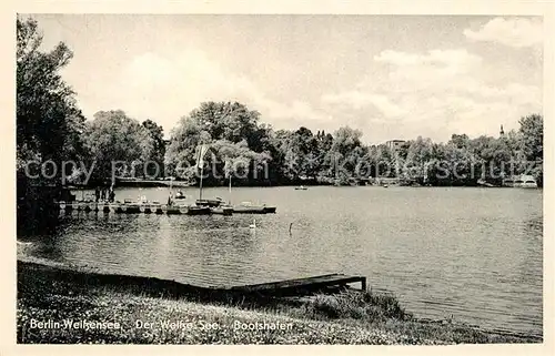 AK / Ansichtskarte Weissensee_Berlin Uferpartie am Weissensee Bootshafen Weissensee Berlin