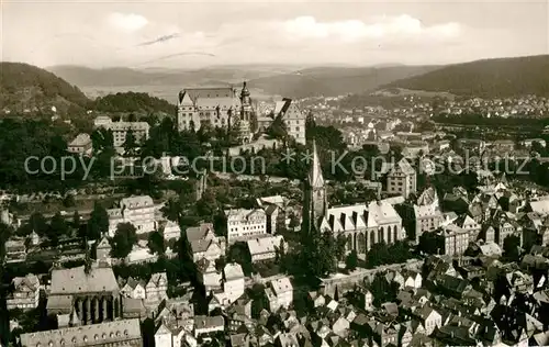 AK / Ansichtskarte Marburg_Lahn Universitaetsstadt mit Kirche und Schloss Fliegeraufnahme Marburg_Lahn