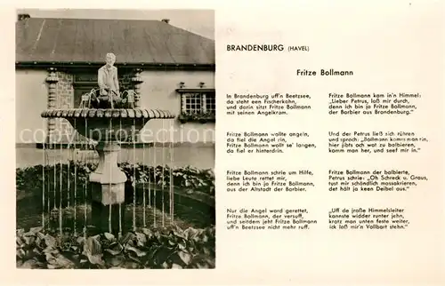 AK / Ansichtskarte Brandenburg_Havel Fritze Bollmann Brunnen Gedicht Brandenburg Havel