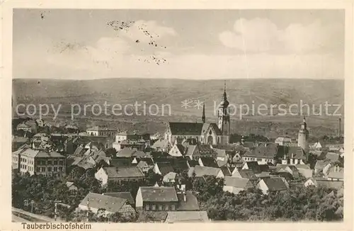 AK / Ansichtskarte Tauberbischofsheim Stadtbild mit Kirche Tauberbischofsheim