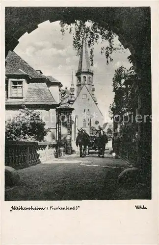 AK / Ansichtskarte Weikersheim Pferdefuhrwerk Kirche Weikersheim