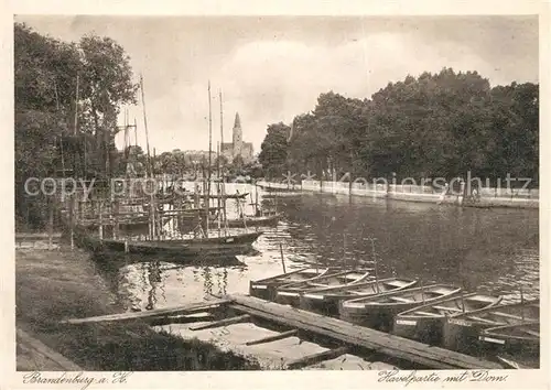 AK / Ansichtskarte Brandenburg_Havel Havelpartie mit Dom Boote Brandenburg Havel