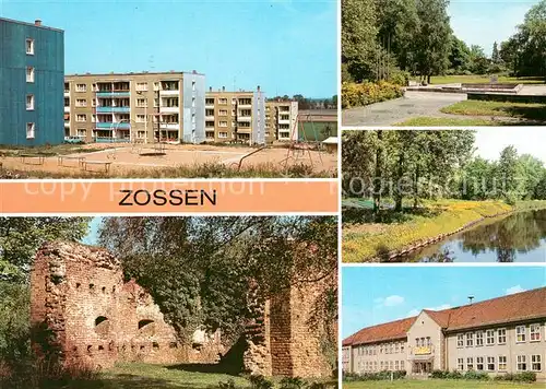 AK / Ansichtskarte Zossen_Brandenburg Neubauten Burgruine Stadtpark Nottekanal Polytechnische Oberschule 