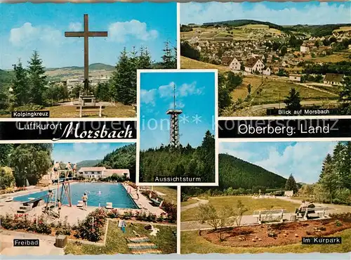 AK / Ansichtskarte Morsbach_Sieg Kolpingkreuz Freibad Kurpark Panorama Morsbach Sieg