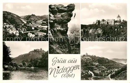 AK / Ansichtskarte Nideggen_Eifel Panorama Tal der Rur Kletterfelsen Burgruine Nideggen Eifel