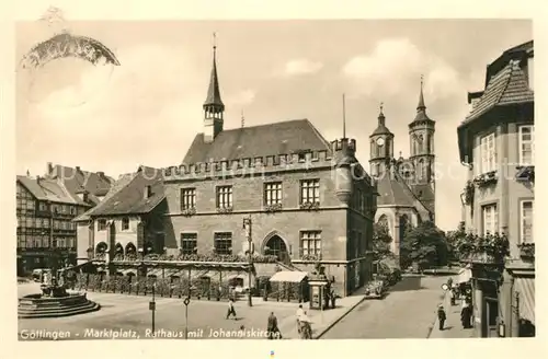 AK / Ansichtskarte Goettingen_Niedersachsen Marktplatz Rathaus Johanniskirche Goettingen Niedersachsen