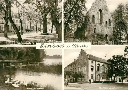 AK / Ansichtskarte Lindow_Mark Marktplatz Kulturhaus Ruine Wutzsee Handabzug Lindow Mark