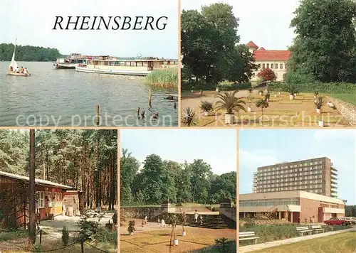 AK / Ansichtskarte Rheinsberg Schiffsanlegestelle Schlosspark Palmengarten Sphinxtreppe Waldcafe FDGB Erholungsheim Ernst Thaelmann Rheinsberg