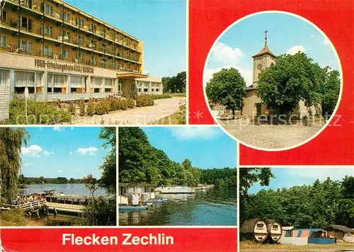 AK / Ansichtskarte Flecken_Zechlin Erholungsheim Adolf Giesecke Schwarzer See Wohnboote Campingplatz  Flecken_Zechlin