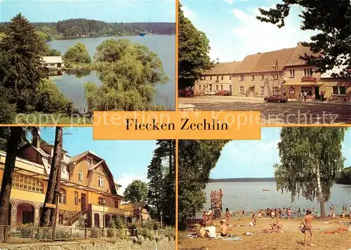 AK / Ansichtskarte Flecken_Zechlin Schwarzer See Markt Erholungsheim Eisenh?he Strandbad am Grossen Zechliner See Flecken_Zechlin