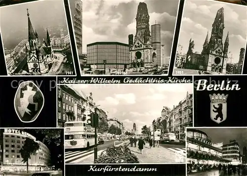 AK / Ansichtskarte Berlin Kaiser Wilhelm Gedaechtniskirche 1941 1951 und 1961 Kurfuerstendamm Cafe Kranzler Berlin