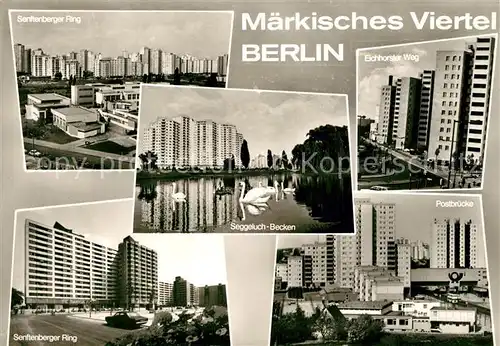 AK / Ansichtskarte Berlin Maerkisches Viertel Senftenberger Ring Seggeluchbecken Eichhorster Weg Postbruecke Hochhaeuser Berlin