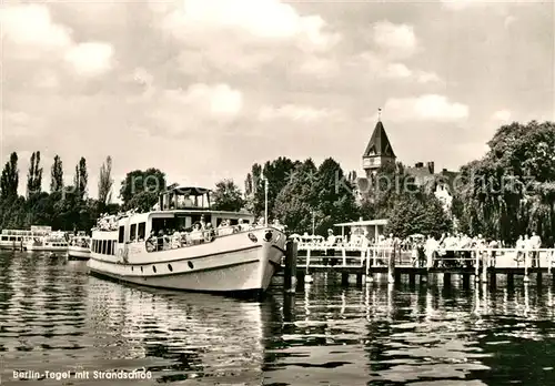 AK / Ansichtskarte Tegel Strandschloss Bootsanleger Fahrgastschiff Tegel