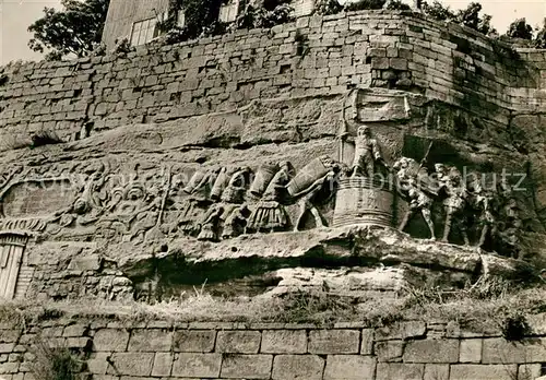 AK / Ansichtskarte Grossjena Sandsteinreliefs an den Weinbergen der Unstrut Grossjena