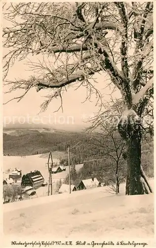 AK / Ansichtskarte Rehefeld Zaunhaus Winterpanorama Blick zur Grenzbaude und Landesgrenze Rehefeld Zaunhaus