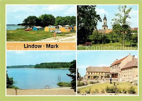 AK / Ansichtskarte Lindow_Mark Camping am Gudelacksee Kirche Wutzsee Markt Lindow Mark