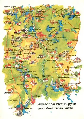 AK / Ansichtskarte Neuruppin Lageplan zwischen Neuruppin und Zechlinerh?tte Neuruppin